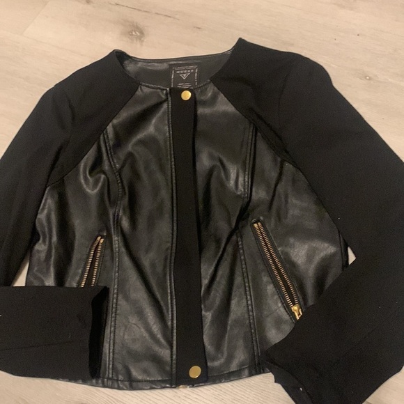 Vegan Leather Jacket blazer Guess size L gold hardware‎ - Picture 4 of 4